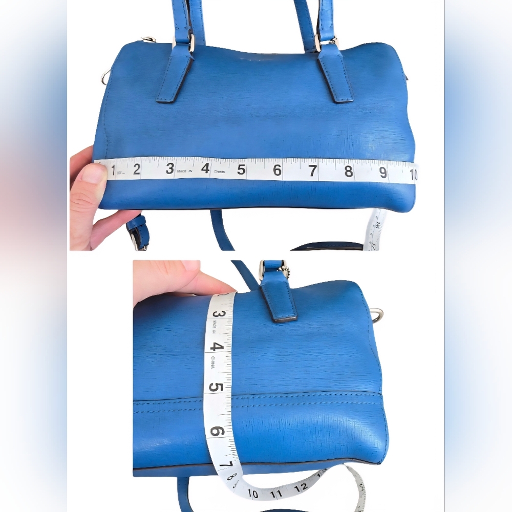 Coach Saffiano Leather Mini Satchel in Blue & matching Wallet VGUC - Picture 7 of 15